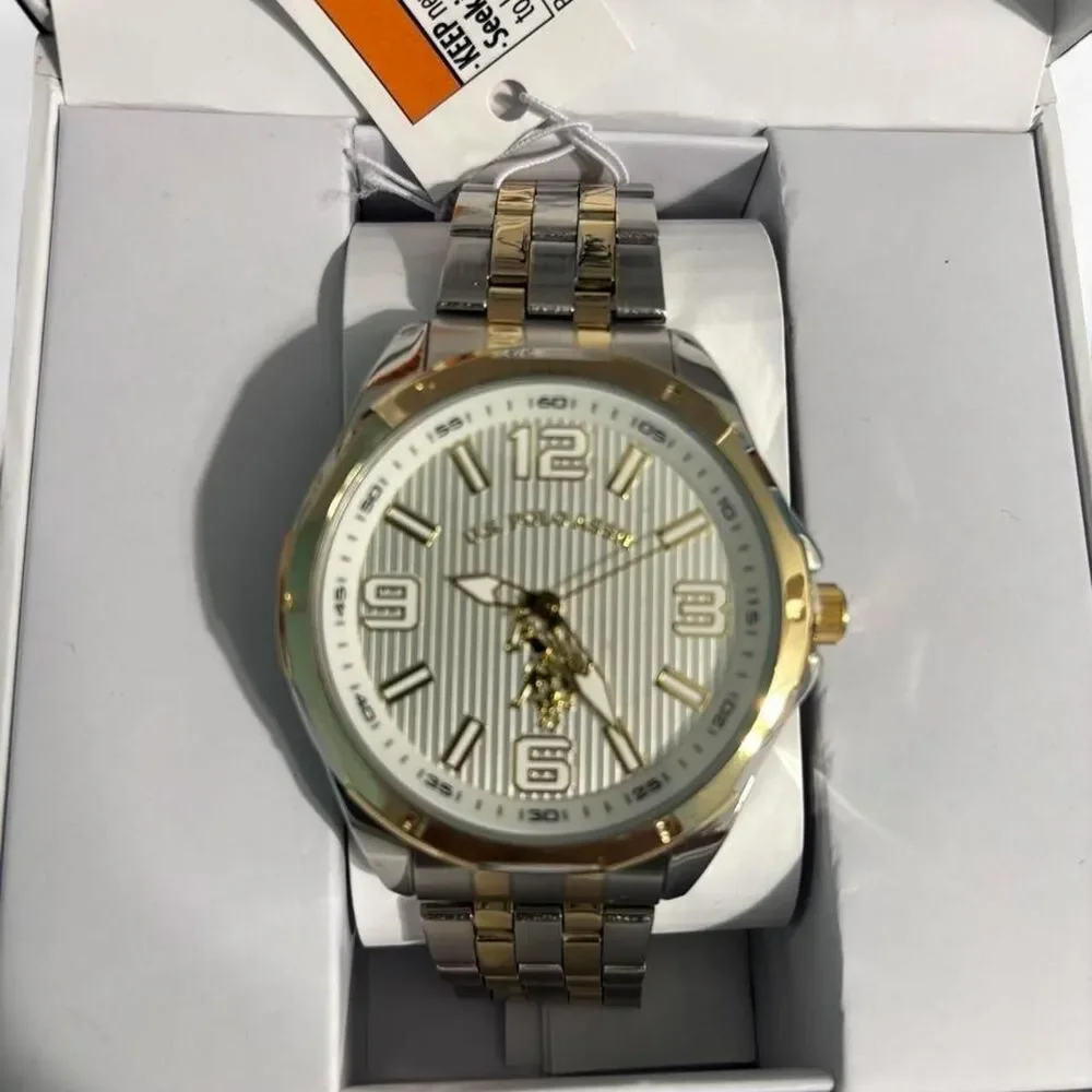 Us-polo-assn Men's Silver and Gold Watch